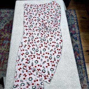 NWOT Christmas Pink coquette cherry women’s Pajama Bottom, Poly / spandex,  XXL